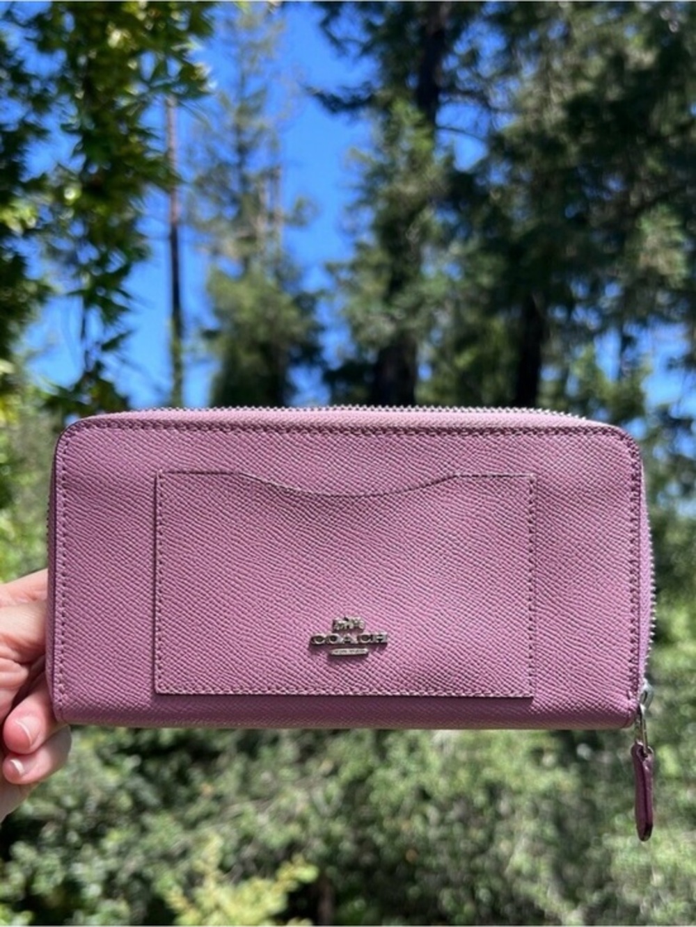 COACH Crossgrain Leather Wallet Purple with Silver Hardware AUTHENTIC